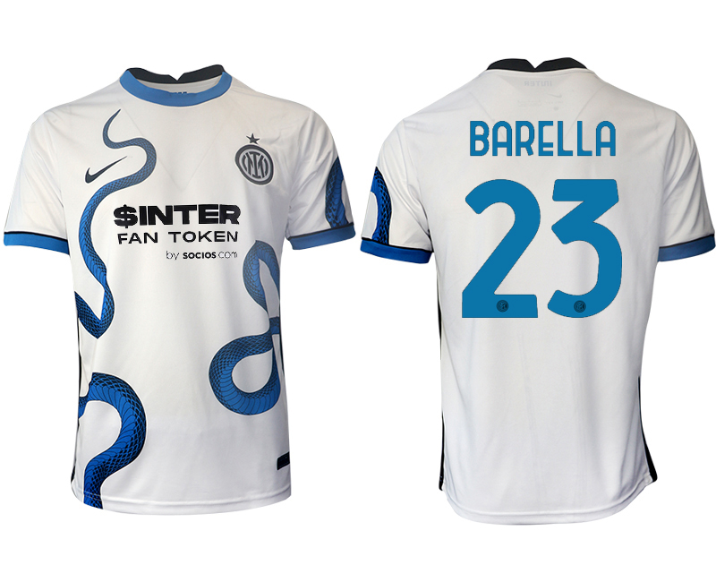 Men 2021-2022 Club Inter Milan away aaa version white #23 Soccer Jersey->inter milan jersey->Soccer Club Jersey